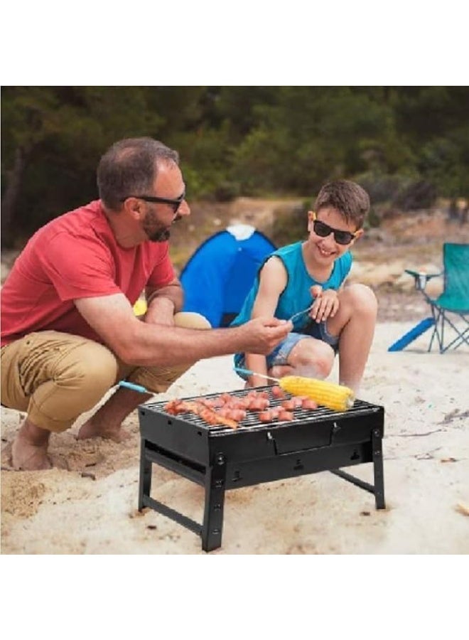 محطة شواء فحم محمولة، مثالية للسفر، وحدة شواء خارجية، رف شواء قابل للإزالة، تصميم سهل التنظيف، أربعة عشر فتحة تهوية، مناسبة للنزهات والتخييم والحدائق، الأبعاد: 35 × 45 × 40 سم - Image 1